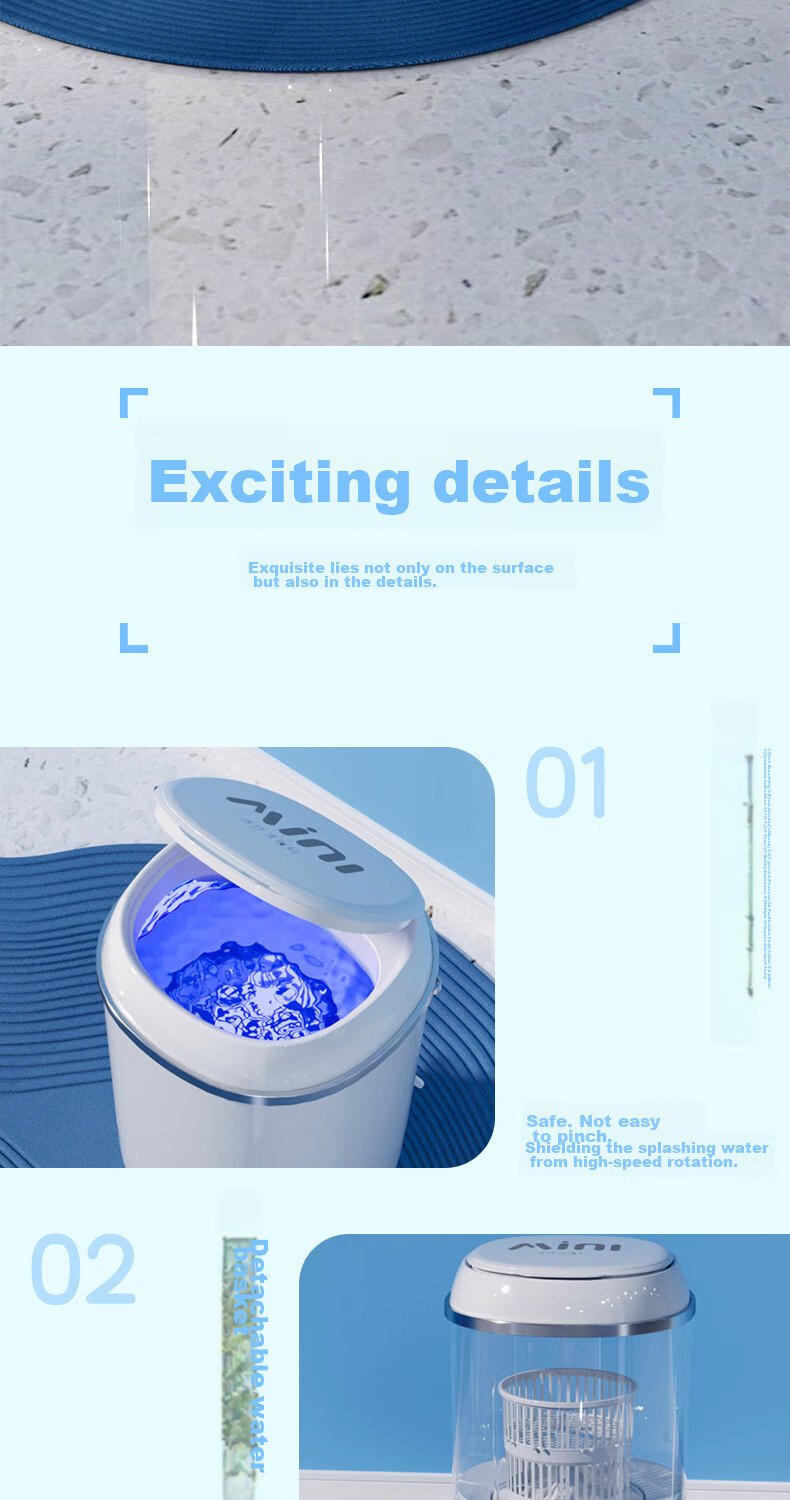 VCJ Mini Washing Machine, Compact Household Appliance for Mothers And Babies, Children's Underwear And Socks Washer, Dorm And Rental Apartment Use, Pulsator Semi-Automatic Washer-Dryer Combo 13
