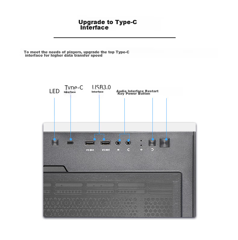 BUBALUS Guardian S301 Type-C Version Computer Desktop Case (Top And Front 360mm Water Cooling Positions / Supports E-ATX / Fully Side-Transparent Glass / 12 Fan Positions / LED Keyboard) 4