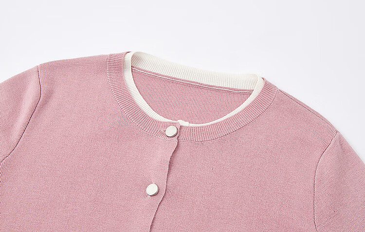 Dme [Jingshu Lingxiang Yichuang] Spring And Autumn Design-Inspired Faux Two-Piece Contrasting Color Sweater with Decorative Button Knit Top for Wome 7