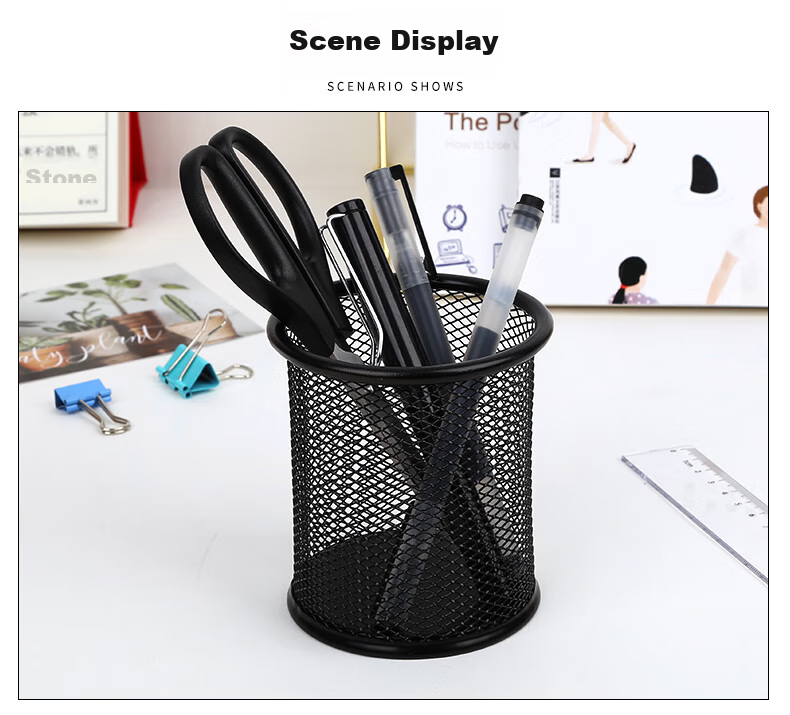 SIMAA [Best-Seller Recommendation] Square Pen Holder with Mesh Anti-Rust Metal Office Design, Creative Minimalist Desktop Storage, Black, 1 Piece 7063 6