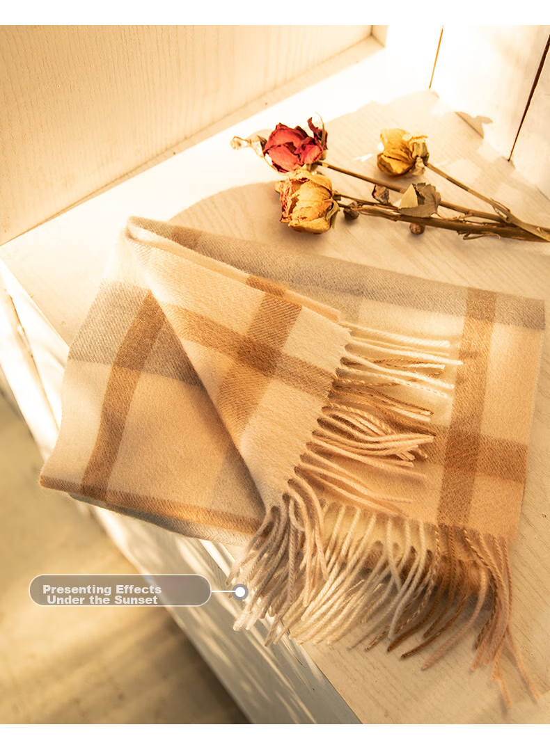 Siggi [Gift Box] Pure Cashmere Scarf for Women, Autumn And Winter British Plaid Shawl, Warm Neck Wrap, Mid-Autumn Festival And New Year Gift 22