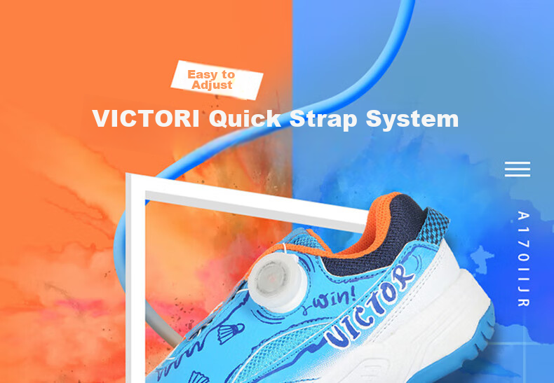 VICTOR Badminton Shoes for Children, Breathable Rotary Knob Kids' Badminton Shoes A170IIJR Bright White Size 34 1