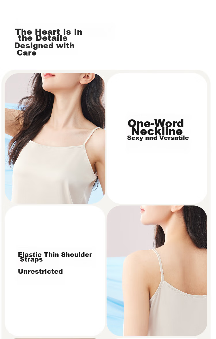 MiiOW Women's Camisole Tank Top for Spring And Autumn, Inner Wear Or Outer Wear, Beautiful Back Design, Faux Silk Thin Strap Basic Versatile Undershirt 14