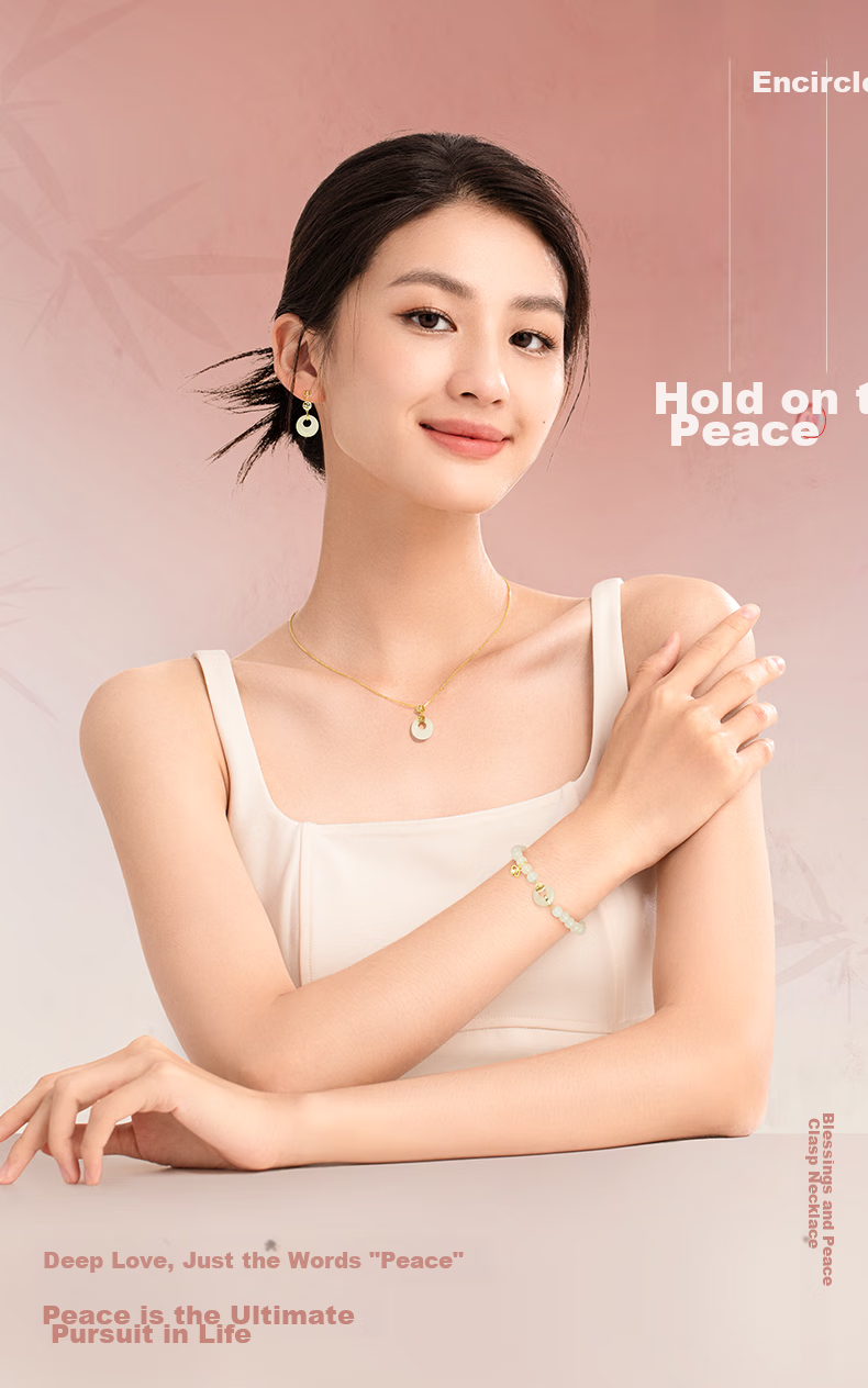 Fanci X Palace Master Blessing Safety Clasp Hetian Jade Necklace Silver Women's Light Luxury High-End Feel Ladies Birthday Gift 1