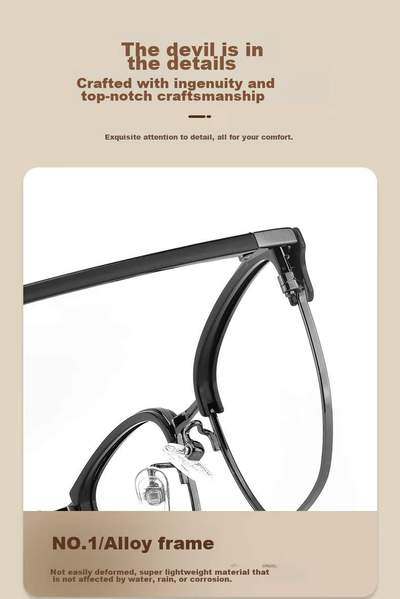 Ouna Reading Glasses for Men And Women, High Definition Anti-Blue Light Anti-Radiation Glasses, Black Gunmetal Frame, 250 Degrees 7