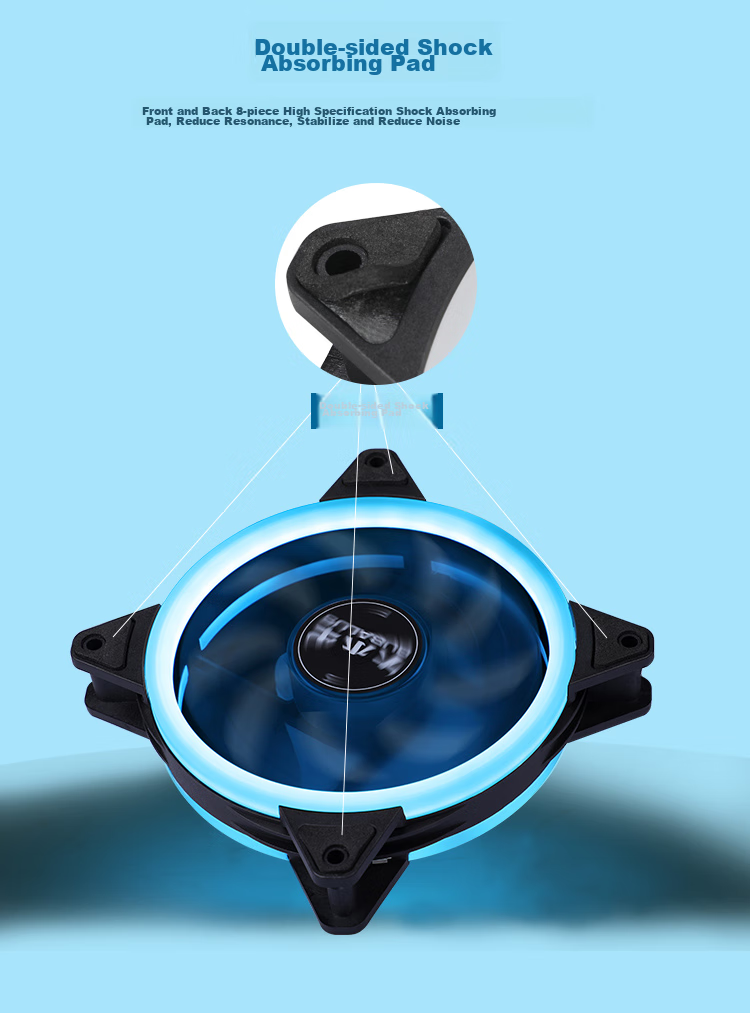 BUBALUS Ice Blue 12CM Case Fan (Cool Blue Light/air Cooling/liquid Bearing/computer Fan/large 4-Pin Daisy Chain) 6