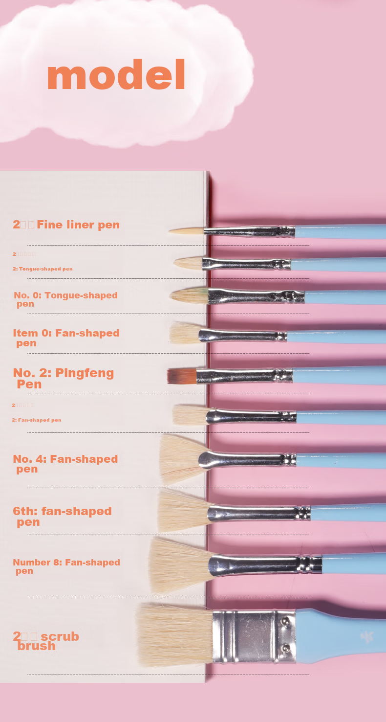 Marie's Acrylic Paint Brush Set, 10-Piece Nylon Brushes, Line Drawing Pens, Fan-Shaped Brushes, Flat Brushes Set, Student Exam Children's Art Drawing Brush Set G1611 Sketching Markers Painting 8