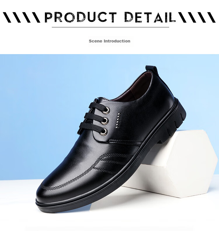 BEIOUTU Leather Shoes for Men, British Style Business Casual Lace-Up Round Toe Comfortable Formal Men's Shoes 7118 Black Size 39 7