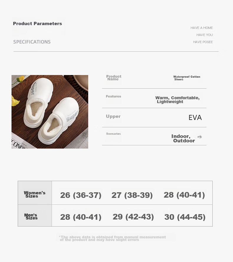 GUOLUOFEI Thick Cotton Slippers for Men And Women, Autumn Outdoor Wear, Waterproof Non-Slip Fleece-Lined Indoor Home Heel-Covering Cotton Shoes, White, Size 36-37 2