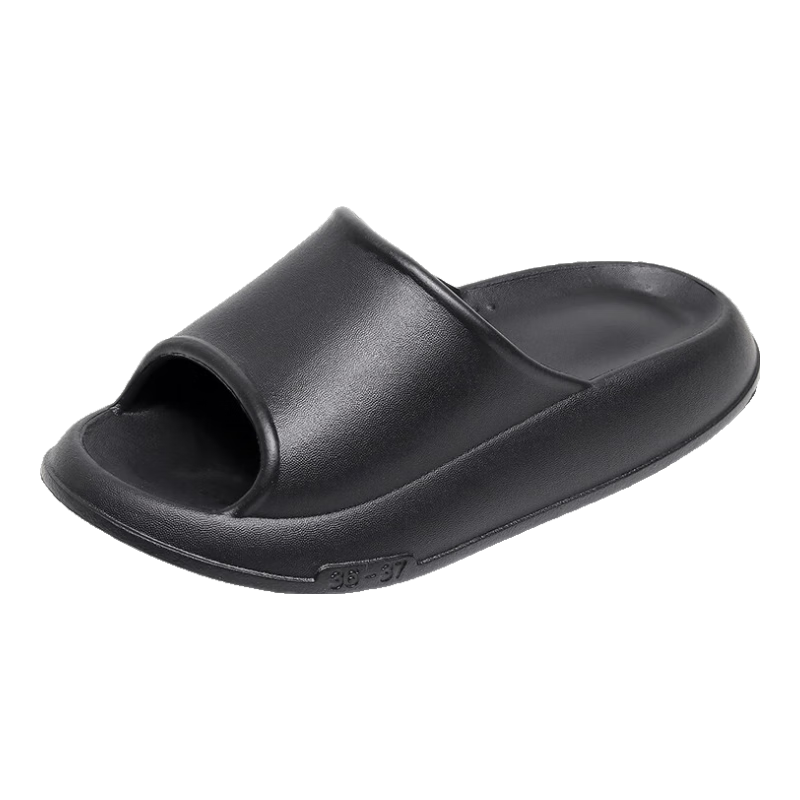 GUOLUOFEI Squishy Slippers for Men And Women, Summer Home Couple Bathroom Shower Outdoor Thick-Soled Sandals, Black, Size 44-45