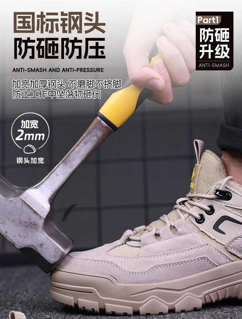 Dinggu Men's Work Safety Shoes JD1352ZGD45 High-top Anti-smash, Anti-puncture, Slip-resistant, Wear-resistant Winter Footwear for Long Standing 2