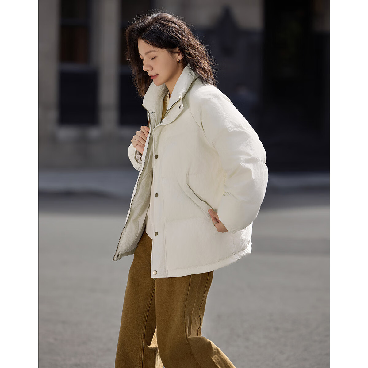 Dme [Light Warm Winter] Vintage Stand Collar 90% Duck Down Jacket for Petite Women, Warm Coat for Winter