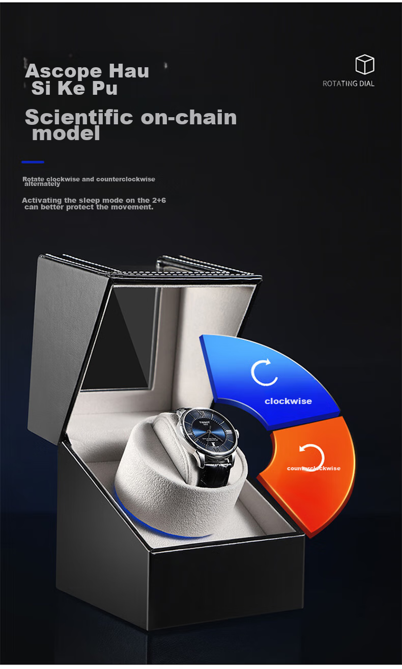 DUOJINJIANG Anti-Magnetic Silent Watch Winder, Dual Power (Plug-In And Battery), Imported Movement, Watch Storage Box, AI Smart Watch Care Device 15