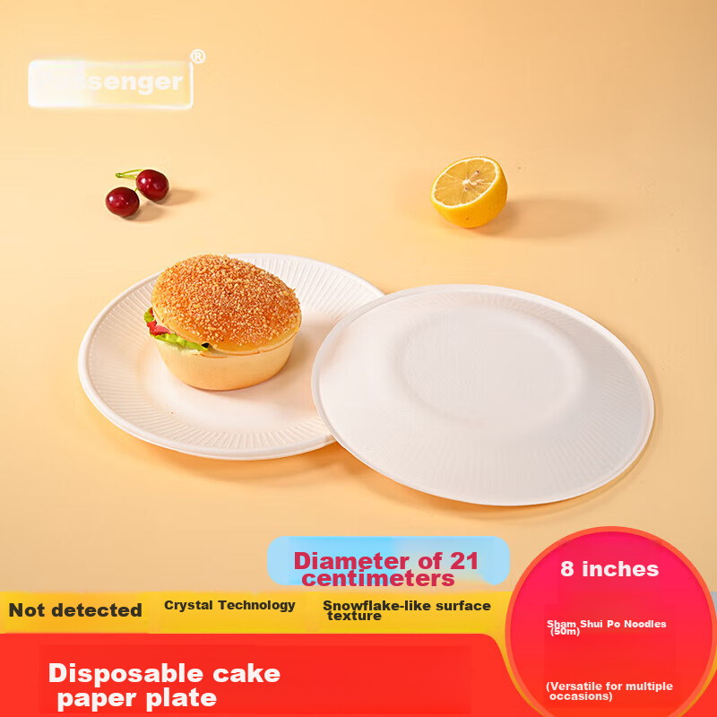 Babike Disposable Paper Plates, Cake Plates, Barbecue Plates, Western-Style Plates, Handmade Art Drawing Paper Plates, 8 Inches, 20 Pieces