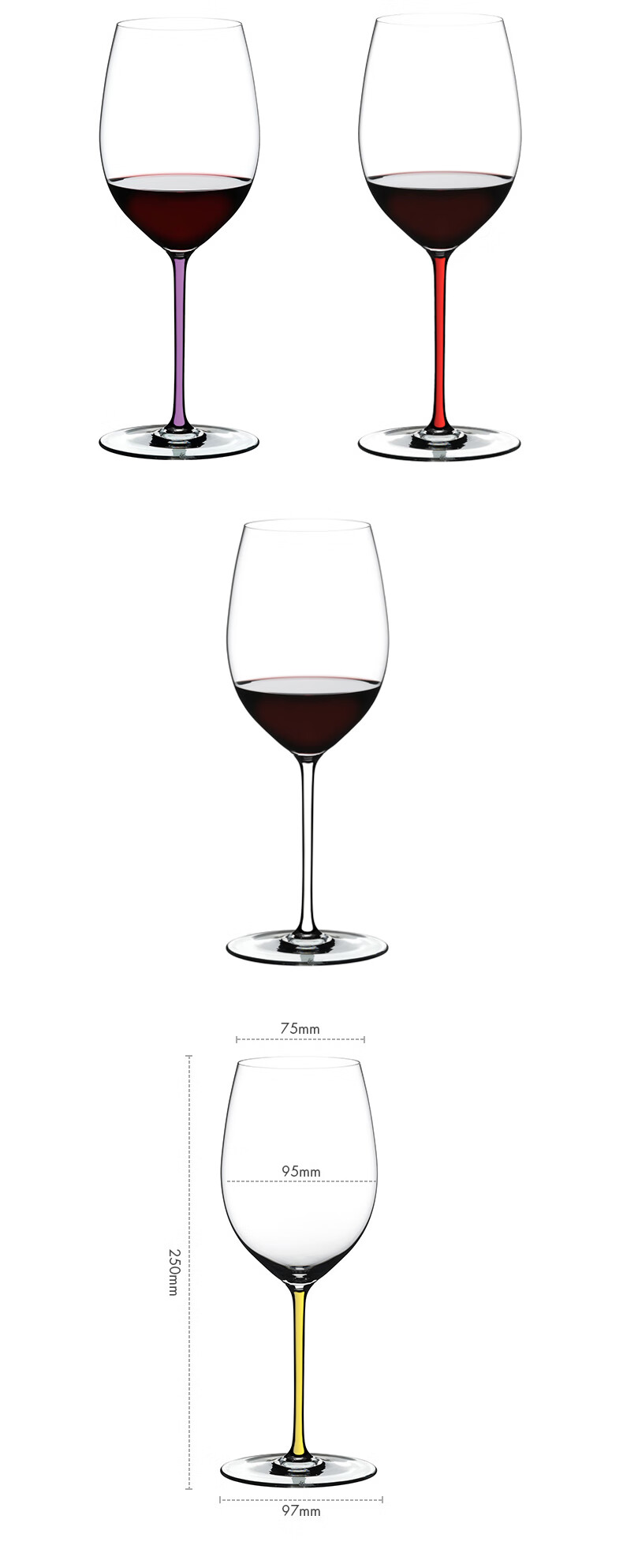 RIEDEL Brilliant Series Cabernet/Merlot Wine Glass with Mint Green Stem Handmade 625ml Single Piece 3