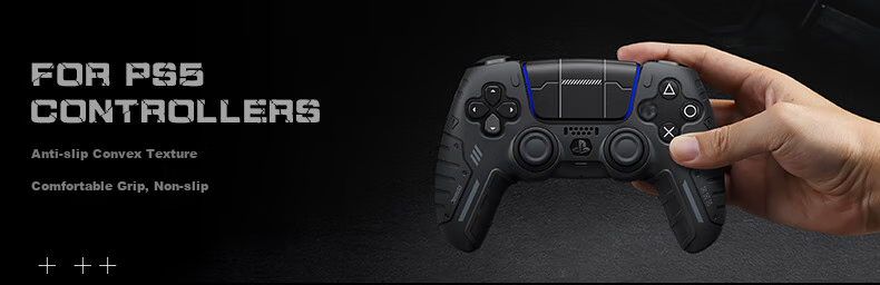Jemdo Silicone Protective Case for PS5 Controller Slim, Anti-Slip, Sweat-Resistant, Compatible with DualShock Controller, Touch Control Stickers, And Accessories [Mechanical Purple] 3