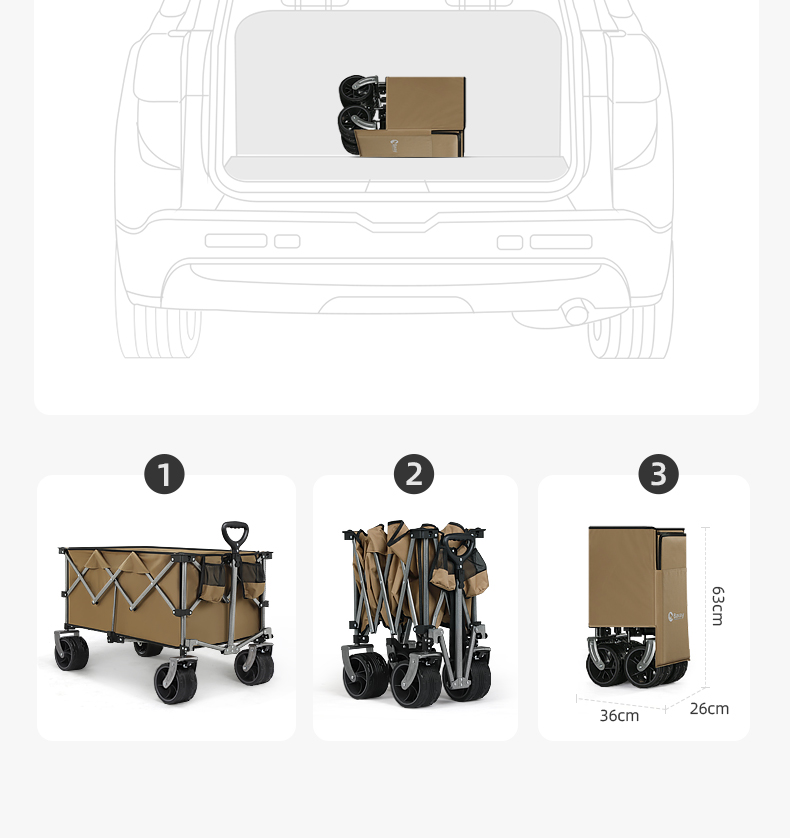 Beihuan BAVAY Camping Stroller for Kids, Pet Cart, Grocery Shopping Trolley, Dog Carrier, Reclining S02 Brow 6