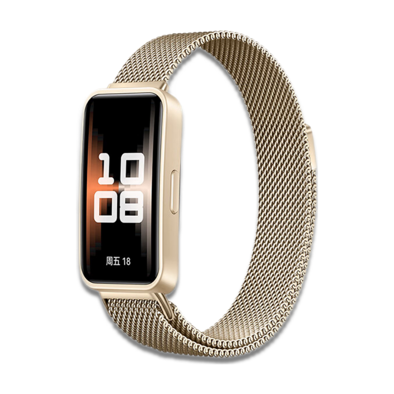 Binghong Compatible with Huawei Band 10 Strap, Huawei Band 8/9 Strap, Magnetic Metal Milanese Loop for Huawei Band 8/9/10, NFC Steel Strap for Men And Women - Gold