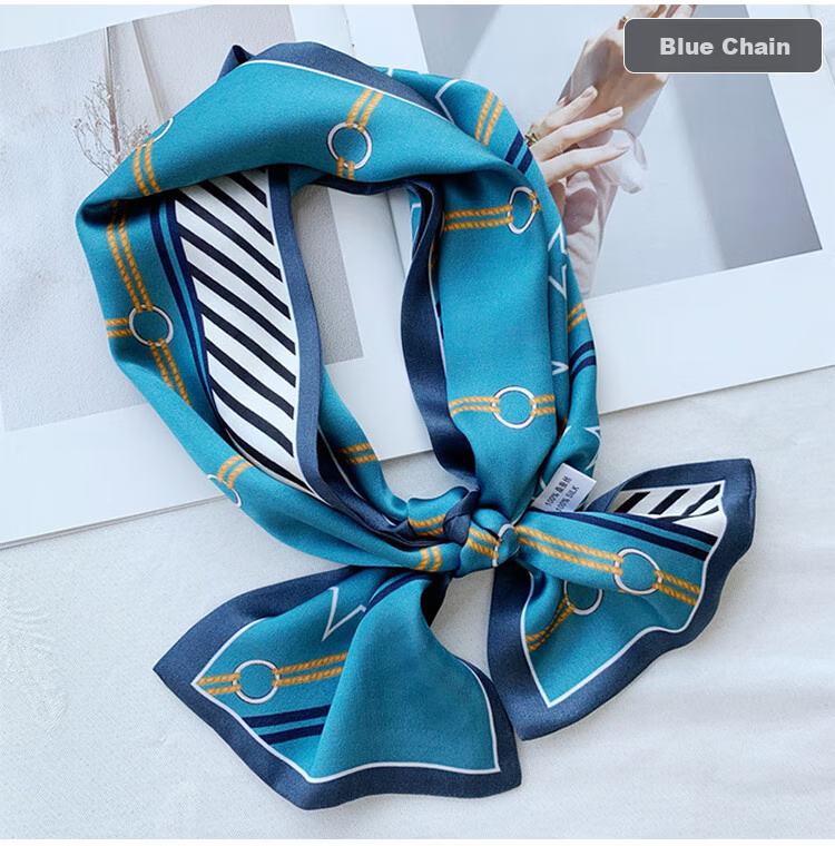 GLO-STORY Silk Scarf for Women, Mulberry Silk Versatile Double-Layer Fine Silk Narrow Small Scarf Long Flowing Ribbon Qixi Gift Box Set 22