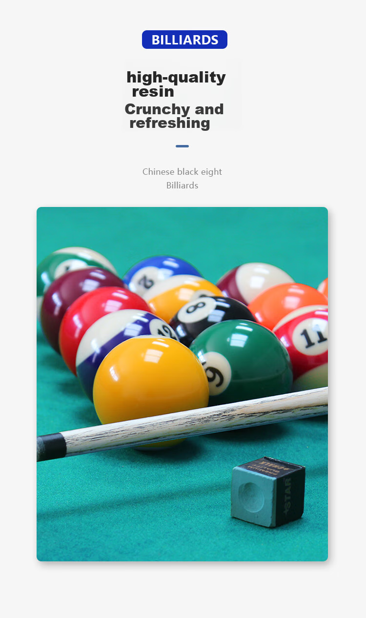 WEISHIDUN 4A Billiard Balls, Black Eight-Style Pool Balls, Standard Pool Table Accessories, Sixteen Colors, 57mm Crystal Balls 3