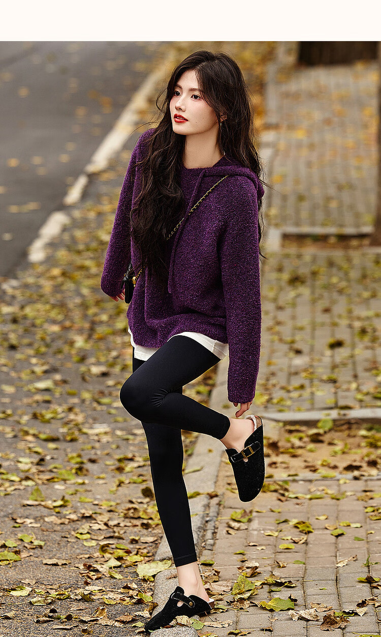 DME "Paper Doll Circle Yarn Sweater" 2025 Winter Hooded Long Sleeve Simple and Comfortable Knit Sweater Women's Top 13