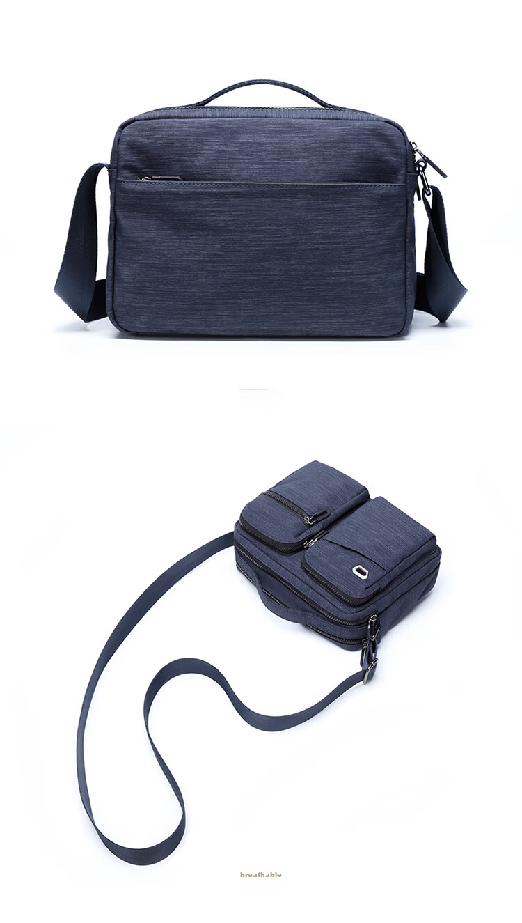 GOLF Nylon Shoulder Bag, Large Capacity Messenger Bag for Men, Multifunctional Crossbody Bag, Model 5I396466J, Blue-Gray Color 18