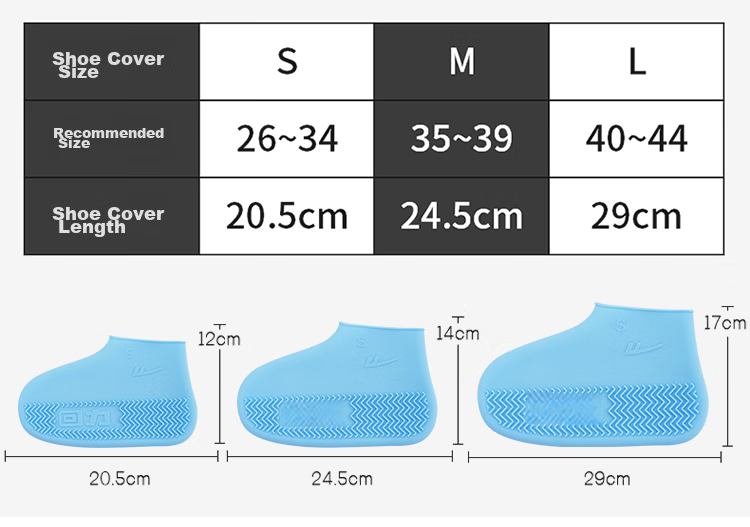 Huili Rain Shoe Covers for Men, Women And Children, Fashionable Thickened Portable Short Waterproof Rain Boots And Shoes 1001 Blue Thickened L 4