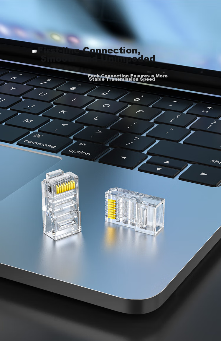 HAILE CAT5e Crystal Head Unshielded Network Crystal Head, 3U Gold-Plated, 100 Pieces Per Pack, HT-RJ45 11