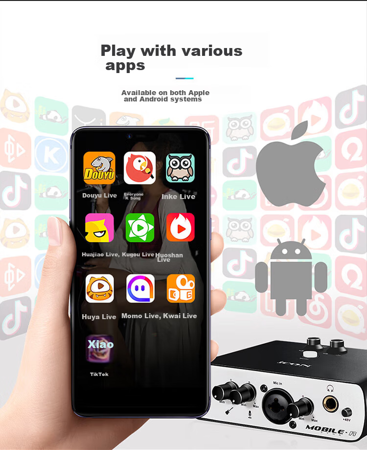 Aiken Mobile R Sound Card Live Streaming Kit, Computer And Phone OTG Direct Connection, 48V Phantom Power Supply, ASIO Driver, One-Key Voice Changer, Real-Time Monitoring, Voice Changer, Live Streaming Device 7