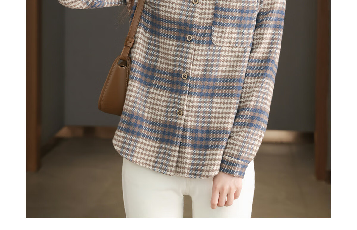 YUZHAOLIN Korean-Style Fashionable Simple Loose Brushed Shirt Versatile Jacket Lapel Plaid Top Women's Blouse Y143C2002 2