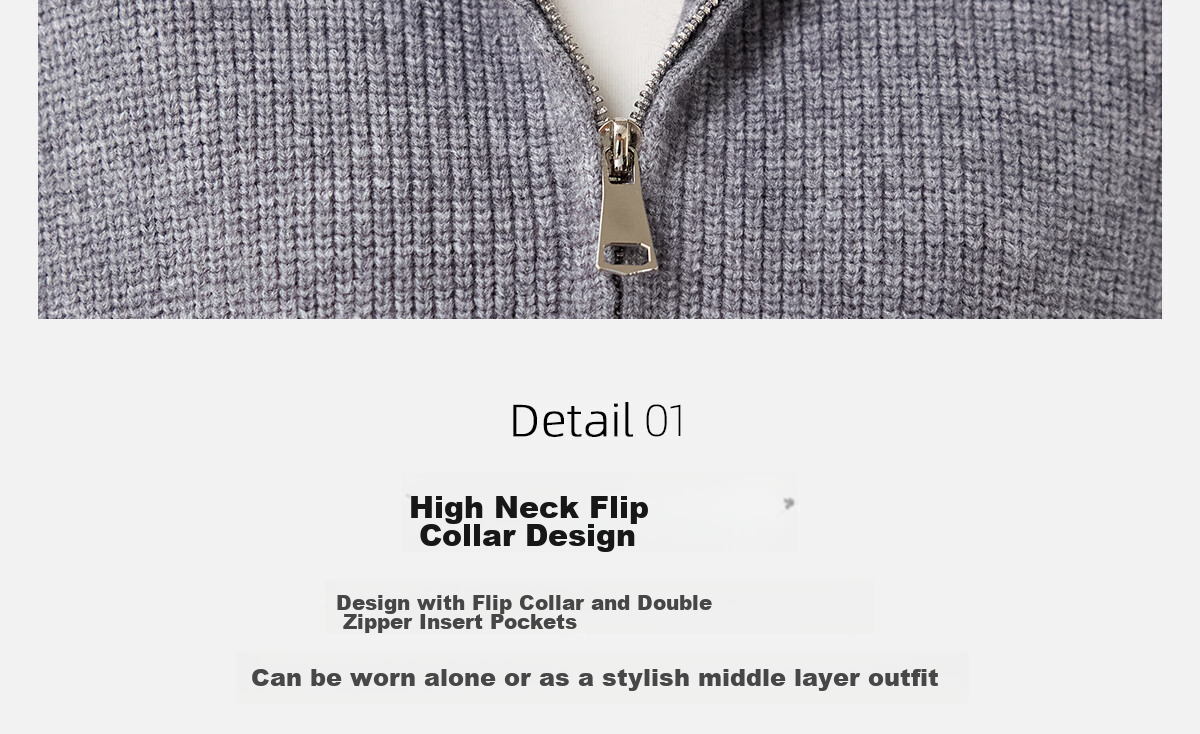 PinCai Women's Knitted Cardigan Autumn Winter Double Zipper Thickened Lapel Sweater Jacket P144Z9019 10