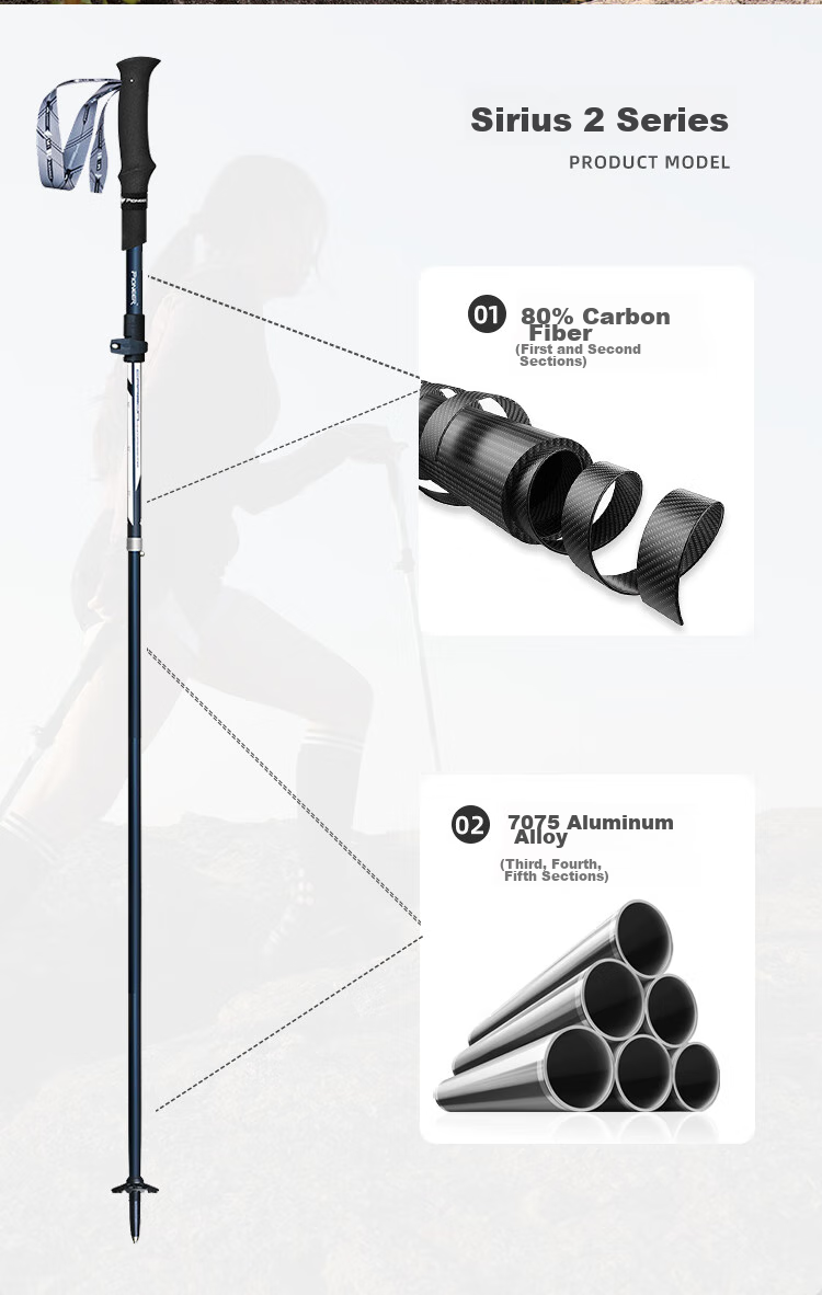 Pioneer Tianlangxing 9 Series Trekking Pole, Carbon Fiber And Aluminum Alloy Folding Model, Extendable Outdoor Walking Stick for Elderly, Qingsha 8