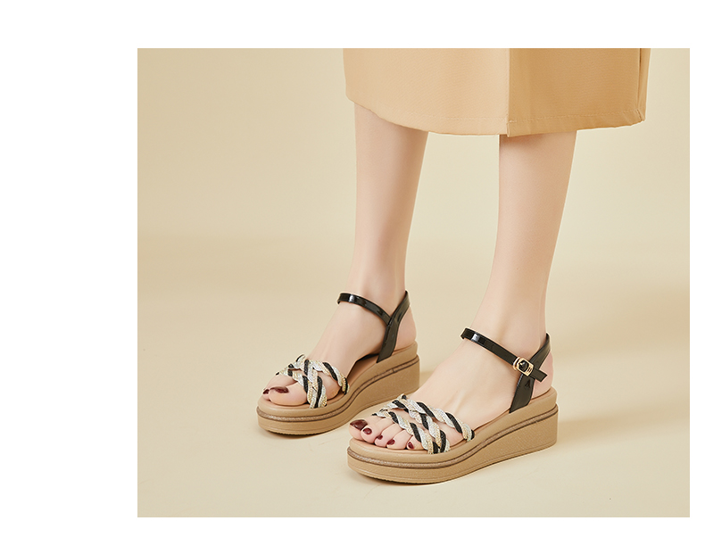 DAPHNE Thick-Soled High Heel Sandals for Women, Fashionable Comfortable Versatile Wedge Flat Platform Women's Shoes 4622303003 Gold 35 12