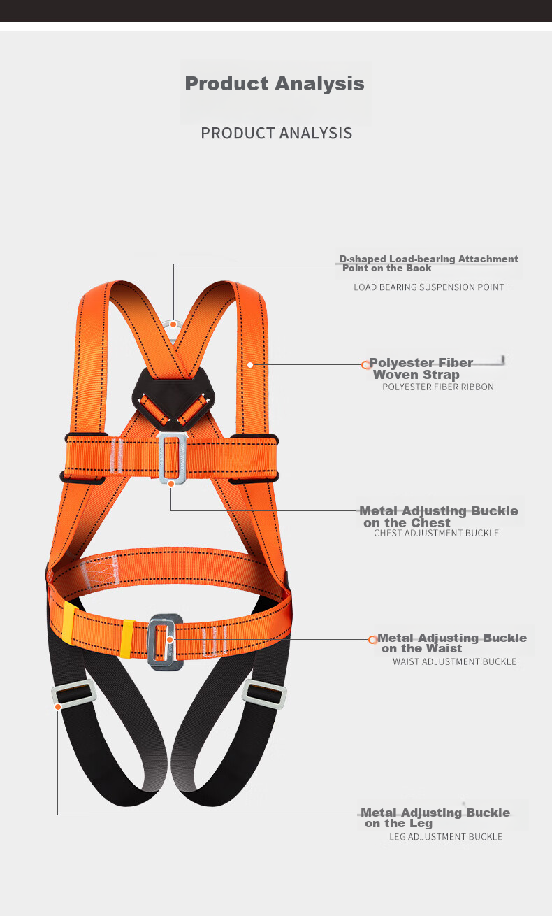 Locroyon Five-Point Safety Harness, High-Altitude Work Safety Rope, Full-Body Fall Protection National Standard, Single Large Hook 1.8 Meters [Beijing Warehouse Fast Delivery] 6