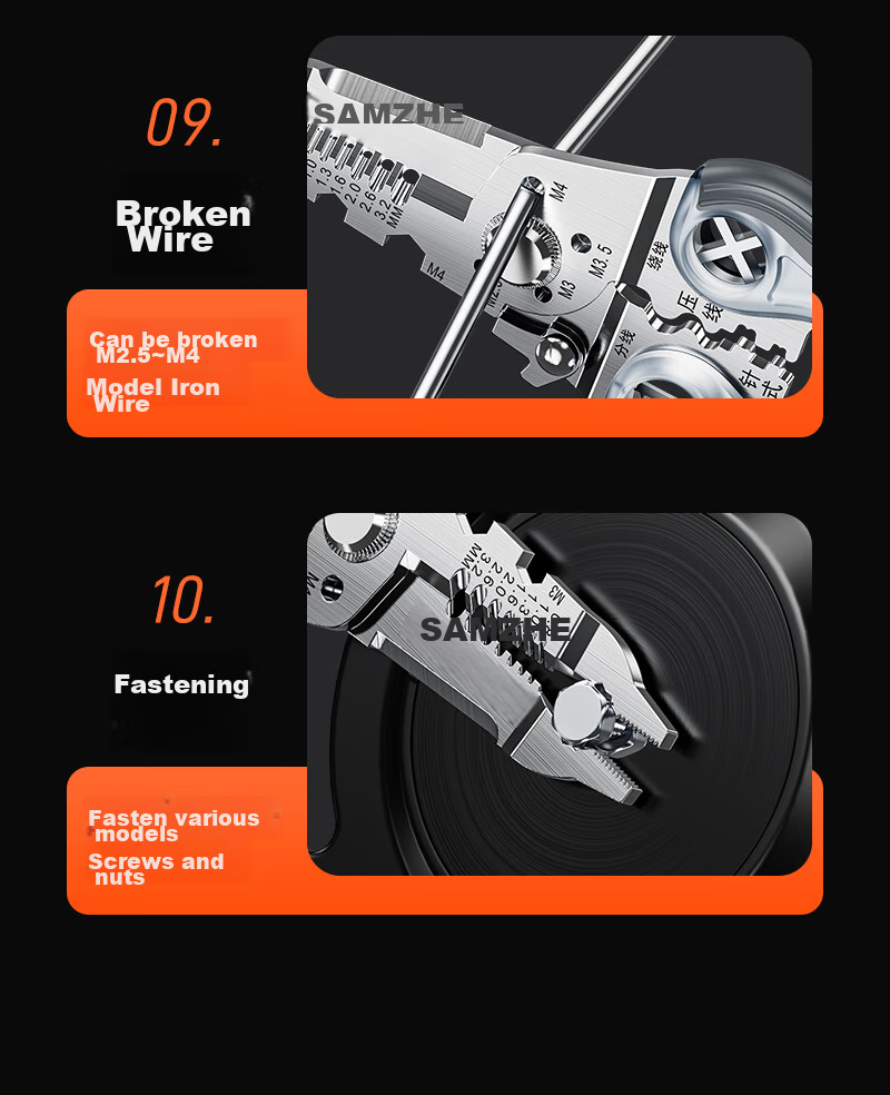 SAMZHE Wire Stripping Pliers Electrician Pliers 7-Inch Multifunctional Wire Crimper Stripper Pliers 7-Gear Wiring Tool Wire Peeling Pliers BXL02 6
