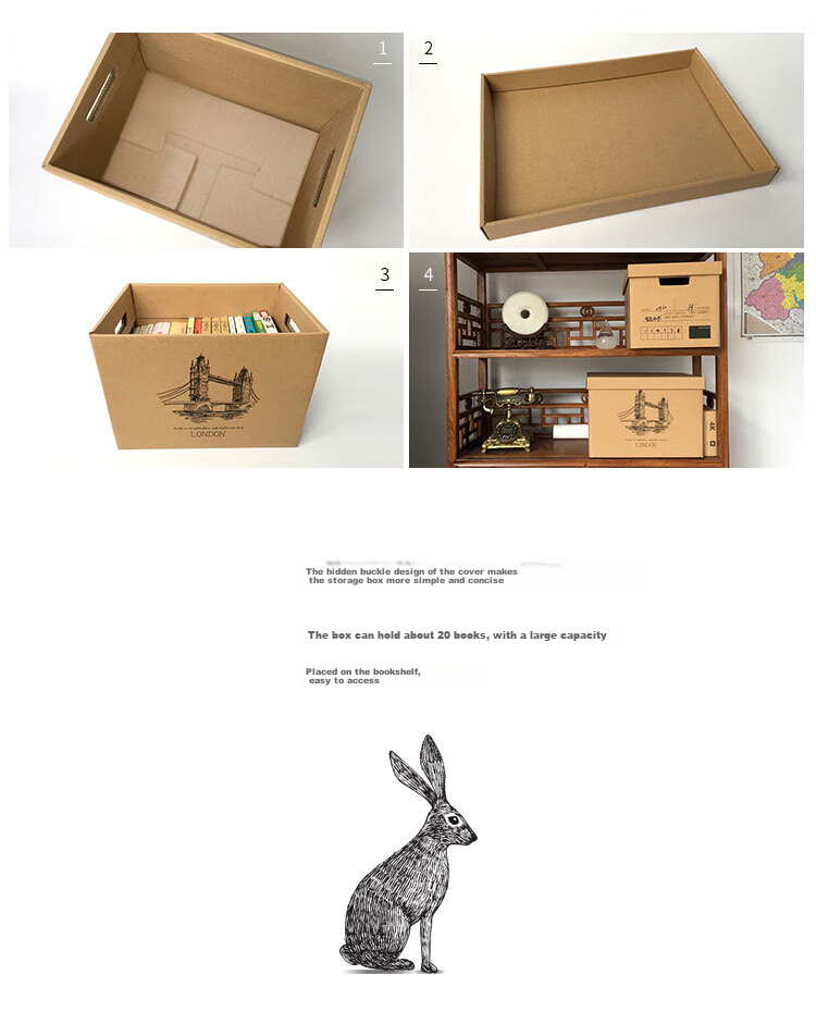QDZX Moving Cardboard Boxes with Lids, Paper Storage Containers, Cotton Gift Boxes, Japanese-Style Storage Boxes for Organization Materials, Set of 5 6