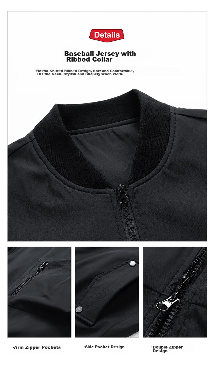 I'M DAVID Men's Flight Jacket, Windproof Spring And Autumn Casual Top, Commuter Sports Baseball Collar Coat, New Retro Moisture-Wicking 4