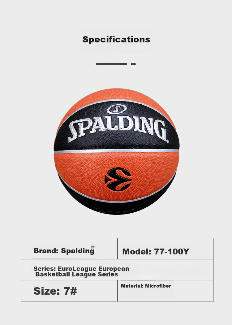 SPALDING , Official Basketball of European Basketball League, Size 7 PU Indoor Basketball, 77-100Y 7