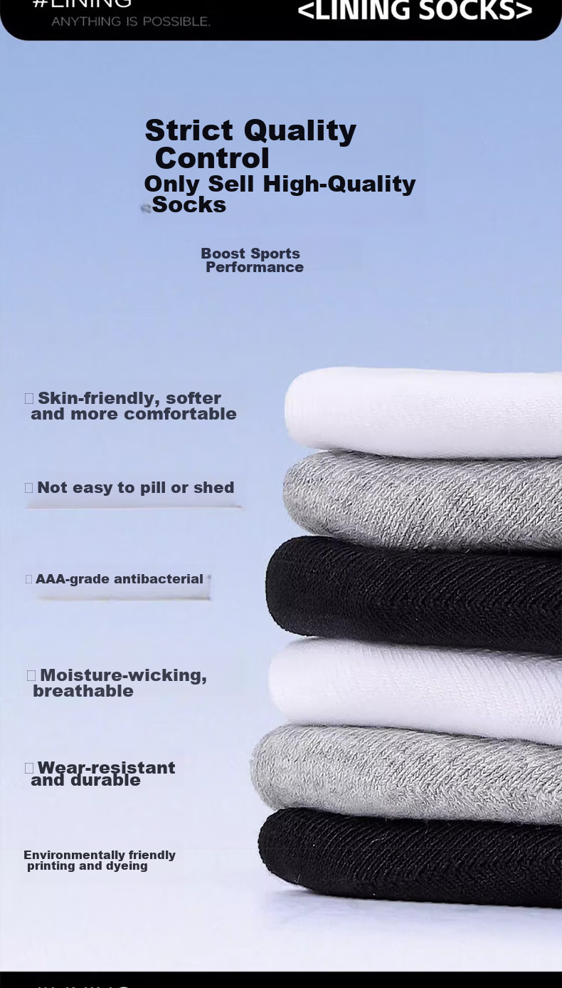 Li-Ning Socks for Men And Women (6 Pairs), Basketball Socks, Running Socks, Durable Antibacterial Deodorant Mid-Calf Socks, Warm Cotton Socks 2