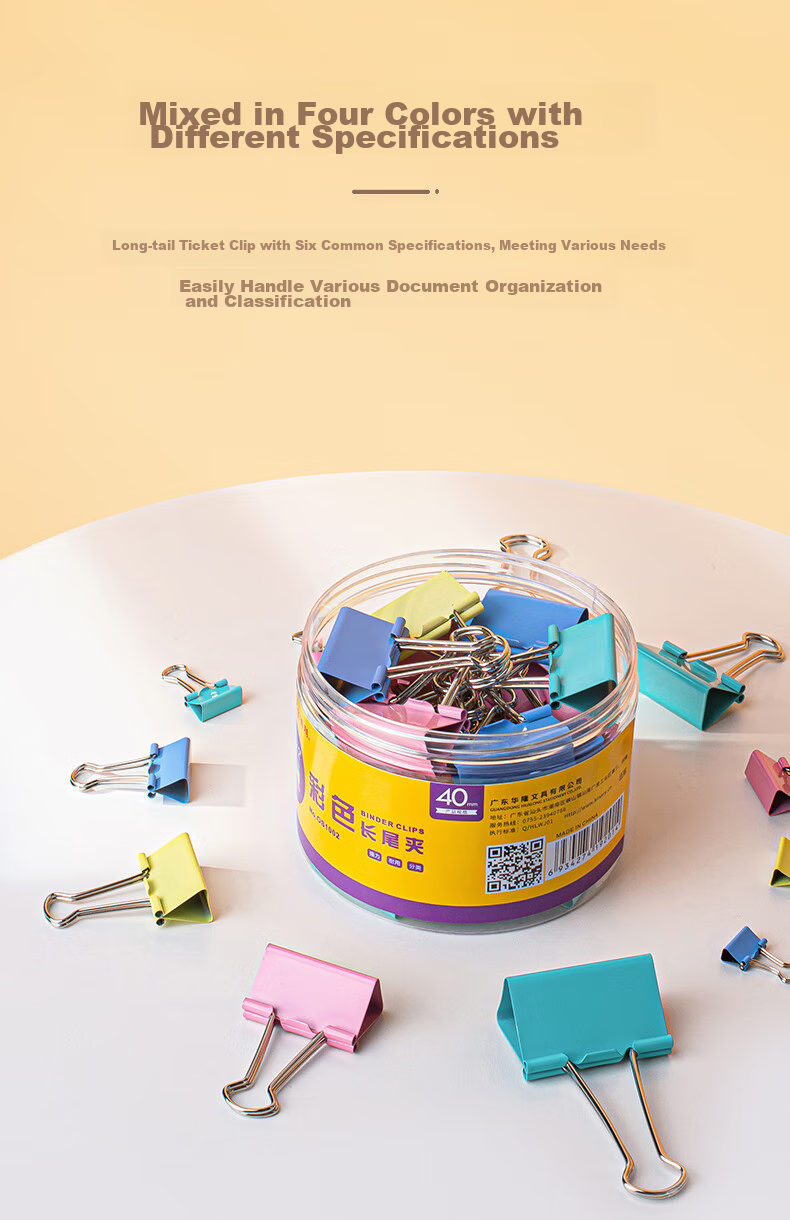 Jindeli 3#32mm Colorful Binder Clips, Small Clips, 24 Pieces/bucket, Long Tail Clips, Metal Bill Clips, Anti-Rolling Edge Stationery File Clips, Butterfly Clips, Fish Tail Clips, Office Supplies OS1003 3