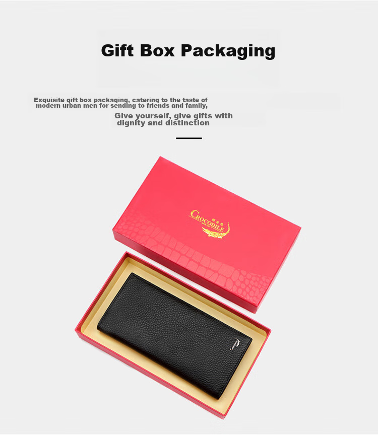 CROCODILE Top-Grain Leather Crocodile Pattern Stylish Men's Long Wallet Vertical Style Billfold Men's Birthday Gift for Boyfriend CT090 8