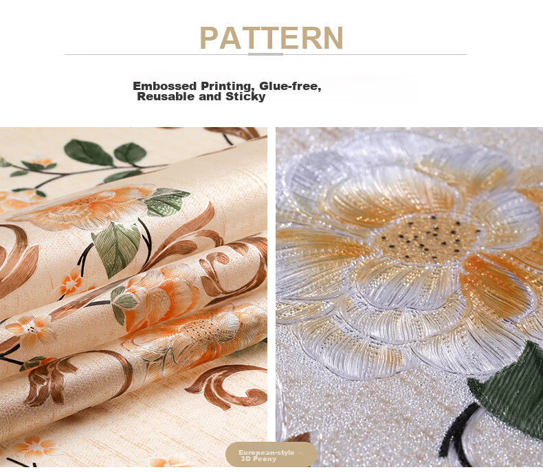 Qinghua Bathroom Privacy Film, Light-Transmitting But Opaque, Window Privacy Sticker, Colorful Peony Pattern, 90*200cm 8