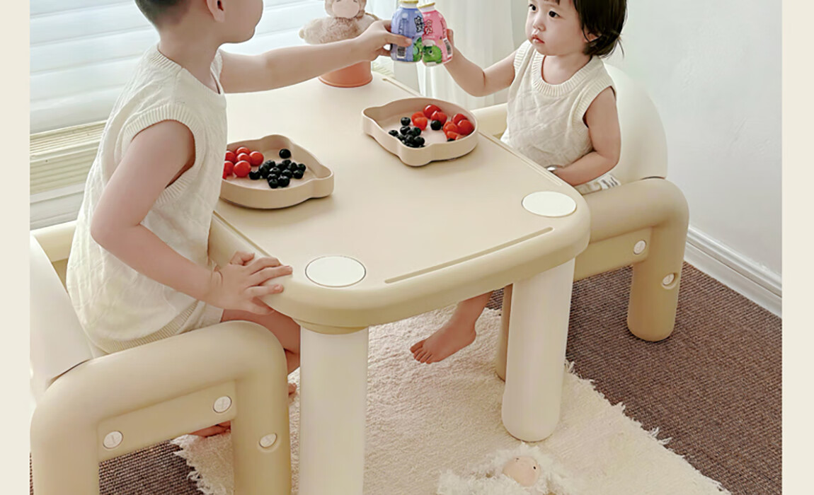 Yuelianggushi LUNASTORY Baby Desk And Chair, Children's Study Table, Chubby Table, Montessori Small Table, Peanut Table, Kindergarten-Specific Single Desk 45