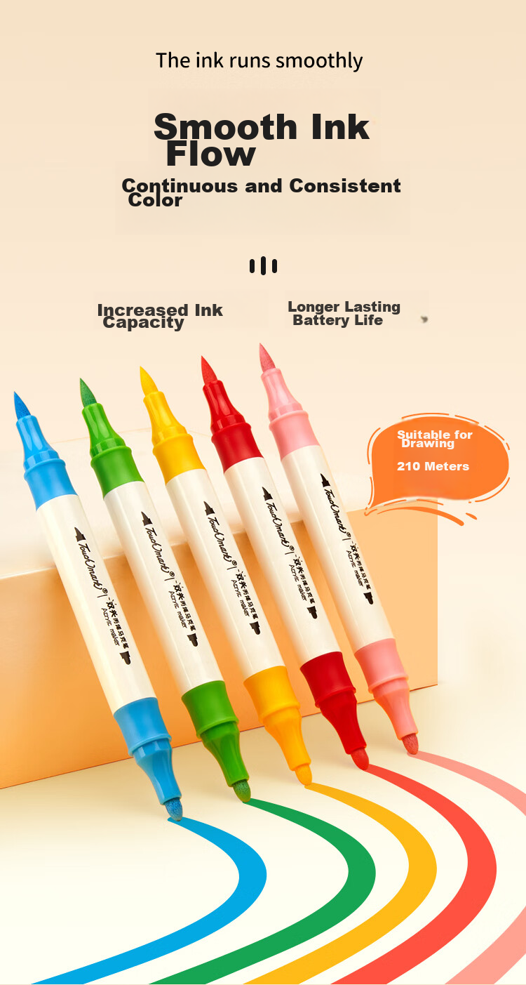 Touch Mark Dual-Tip Acrylic Marker Set, 36 Colors, Soft And Hard Tips, Watercolor Pens for Students' Doodling, Art Drawing, Waterproof Quick-Drying Highlighters, Children's Birthday Gift for Boys And Girls 9