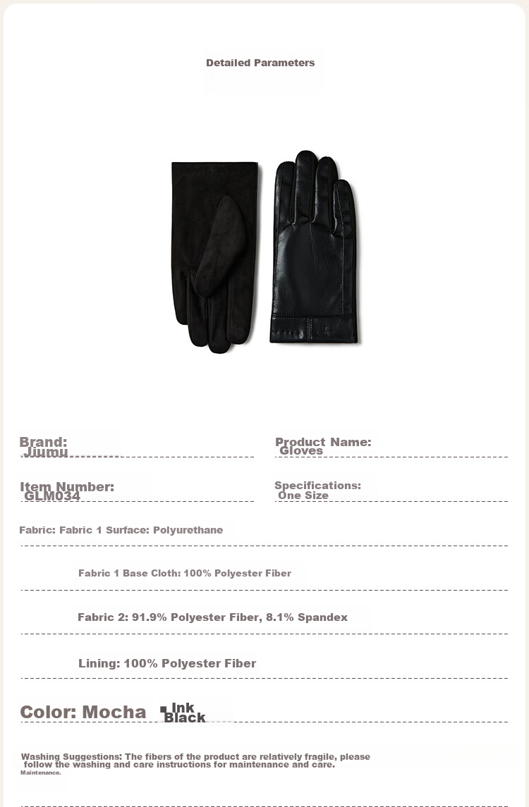 JIUMU Warm Leather Gloves for Men, Winter Thickened Fleece-Lined, Suitable for Cycling And Driving, Windproof, Cold-Resistant, Touchscreen Compatible Gloves 9