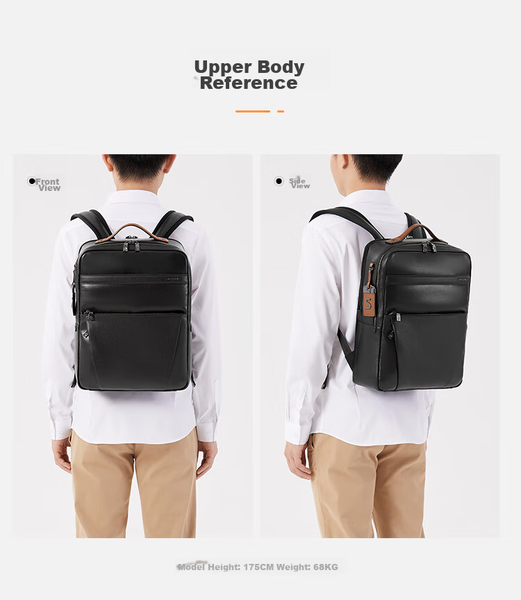 Xinxiuli Men's Backpack, 14-Inch Large Capacity Business Backpack, Cowhide Laptop Bag, Birthday Gift, TM0 9