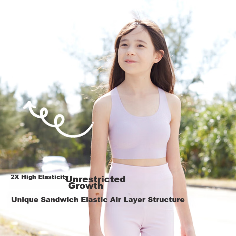 Like UU Girls' Sports Bra, Girls' Training Bra, Children's Underwear, Student Middle School Vest-Style Bra for Puberty Girls
