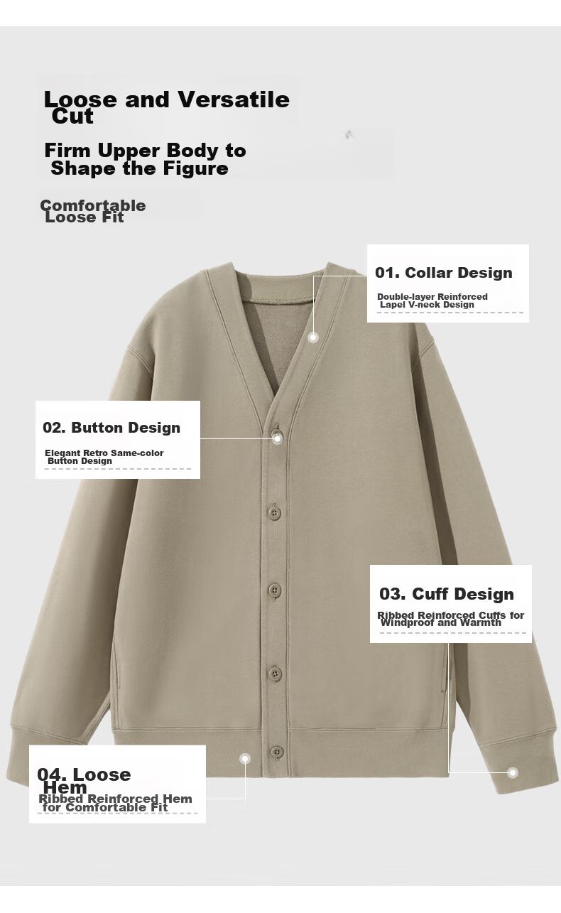Jeanswest Men's Jacket for Spring And Autumn, V-Neck Heavy Cotton Button-Up Cardigan, Men's Outerwear, American Retro Style Fall Clothing 5