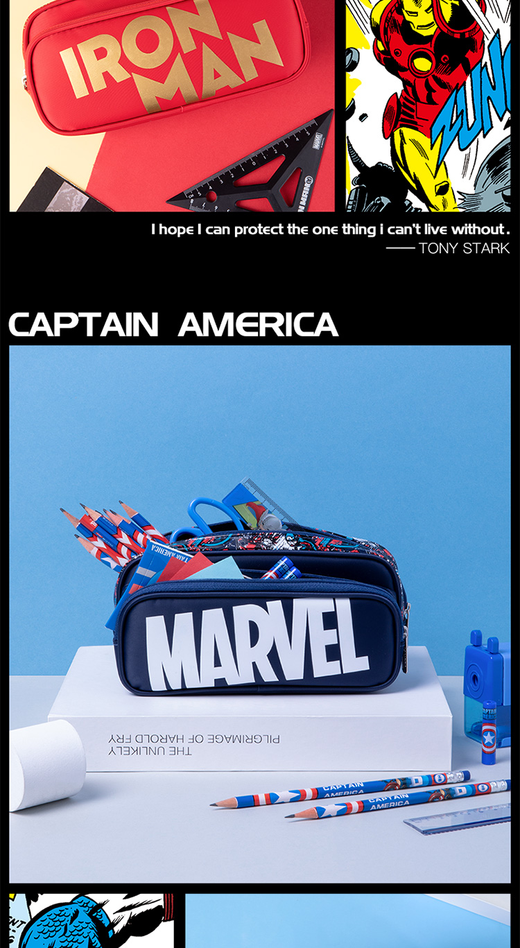 Disney Captain America Large Capacity Dirt-Resistant Pencil Case for Elementary Students School Supplies Graduation Gift 8