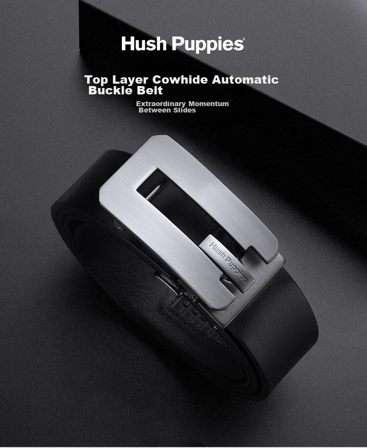 Hush Puppies Genuine Leather Belt for Men with Automatic Buckle, Business Style Waistband Gift Box Set, Birthday Present for Boyfriend Or Father 1